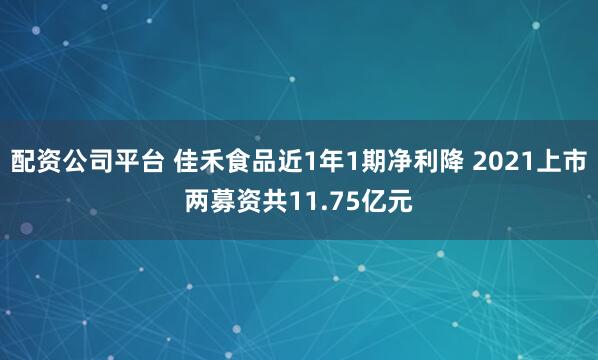 配资公司平台 佳禾食品近1年1期净利降 2021上市两募资共11.75亿元